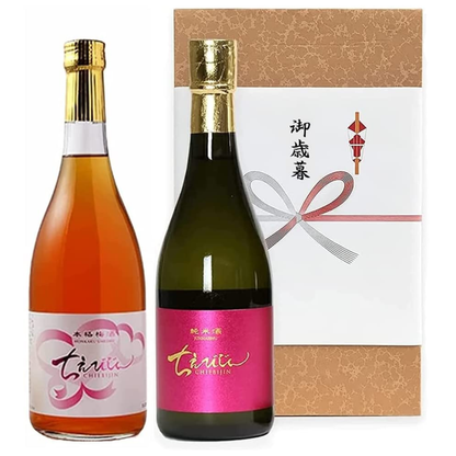 中野酒造 ちえびじん純米酒（720ml）とちえびじん本格梅酒（720ml）のセット 贈答箱入