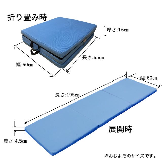 クロッツ エア アウトドア ハイブリッドマットレス 3つ折り｜60×195×5㎝（底面防水）